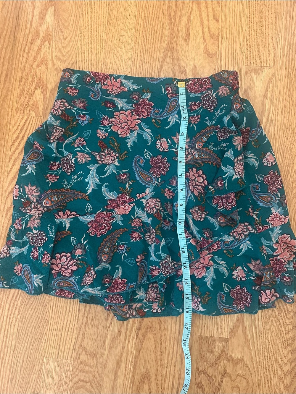 Weavers Teal Skater Skirt with Pink Floral Paisley